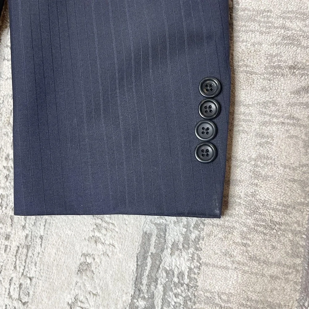 Gianni Manzoni Navy Pinstripe Blazer Reda Super 130s Virgin Wool‎ Italy 46L